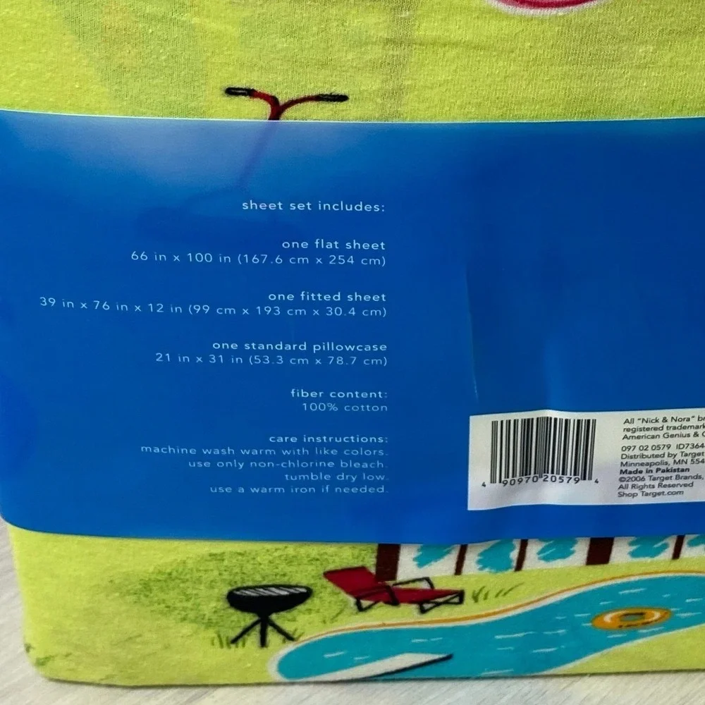 NEW Nick & Nora Poolside Flamingos Twin Jersey Sheet Set 100% Cotton Retired